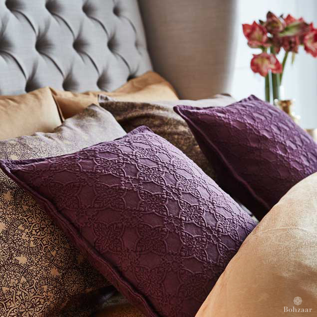 Zantine Deep Plum Cushion,ruby, stone wash effect _3183rt