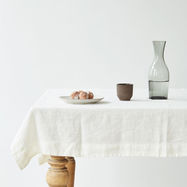 White Classic Linen Tablecloth