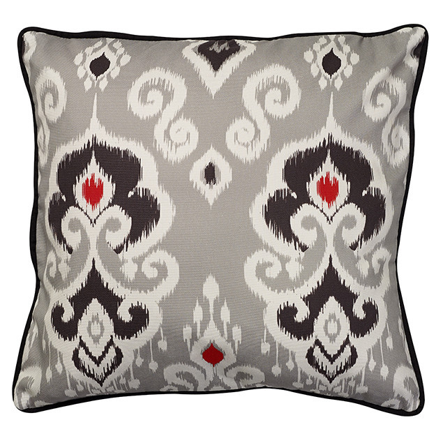Altai Ikat Cushion Black White on Grey base: Nomads Altai Ikat Black White on Grey