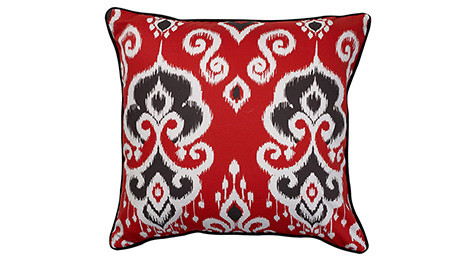 Altai Ikat Cushion BlackWhite on Red base