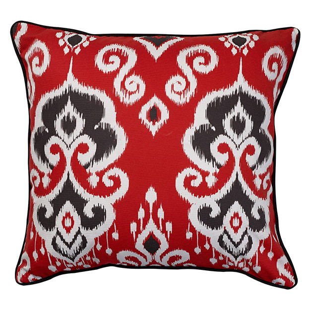 Altai Ikat Cushion BlackWhite on Red base: Nomads Altai Ikat Black white on Red base