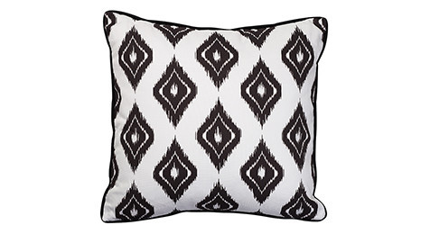 Altai Black Diamond on white Cushion 50cm square