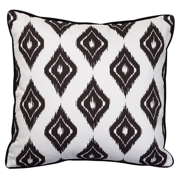 Altai Black Diamond on white Cushion 50cm square: Nomads Altai Diamond Black on white
