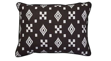 Altai Ikat Cushion Multi Tribal Motifs White on Black