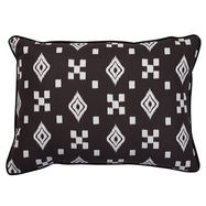 Altai Ikat Cushion Multi Tribal Motifs White on Black