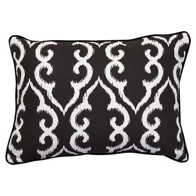 Altai White Trellis Cushion: Nomads Altai Ikat White on Black