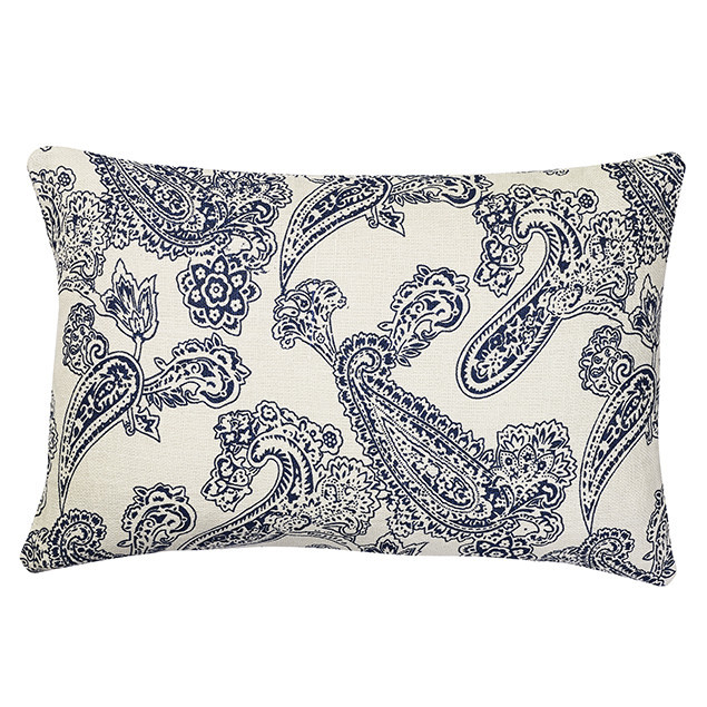 Linen Old Paisley Blue 40cmx60cm: Linen Old Paisley Blue cushion
