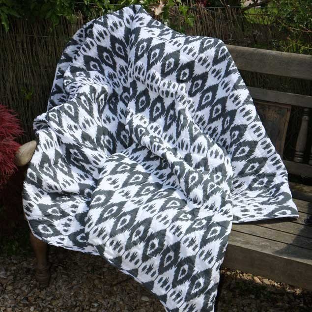 Jodpur Grey Ikat Quilt