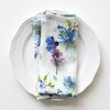 Napkins Flowers on White Linen (pair) : summer flowers linen napkin