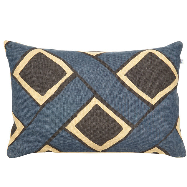 Bali Linen Cushion Beige/Blue/Black: Bali Linen Cushion Beige/Blue/Black