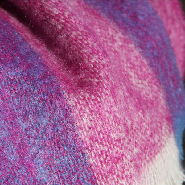 Luxury Mohair Throw - Berry Stripe