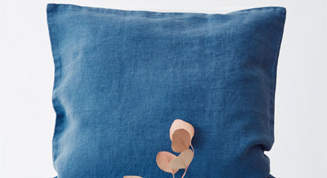 Linen Cushion Blue Stone washed