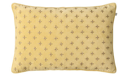Cadi Embroidered Spicy Yellow Dark Oak Velvet Cushion