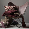 Varanasi Velvet Cushion Dark Oak/Ruby : Ruby Oak velvet Lifestyle