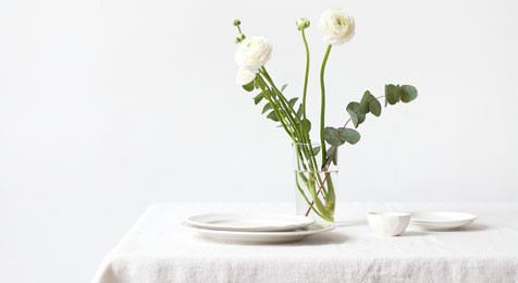 Creamy White Vintage Tablecloth with Fringes