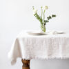 Creamy White Vintage Tablecloth with Fringes : Creamy White Vintage Tablecloth with Fringes
