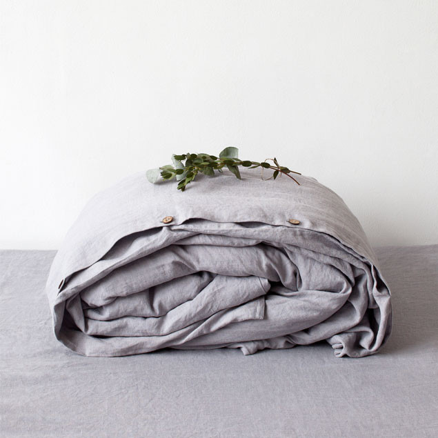 Linen Duvet Cover Light Grey & Pillowcase Set: Light Grey Duvet Cover Linen Nomads