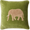 Embroidered Elephant Cactus Green Velvet Cushion : Embroidered Elephant Cactus Green Velvet Cushion