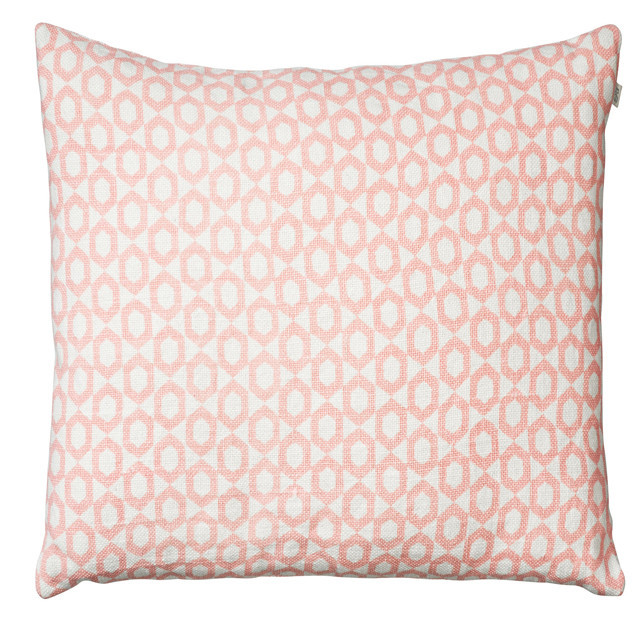 Haveli Pink on White Linen Base Cushion: Haveli Pink Cushion Chhatwal Jonsson