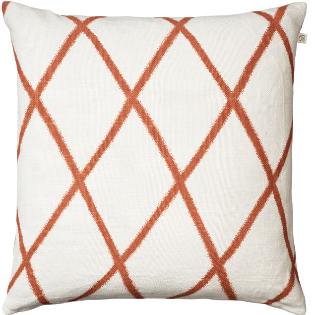 Ikat Orissa Orange on off White Linen Cushion : Ikat Orissa Orange on off White Linen Cushion