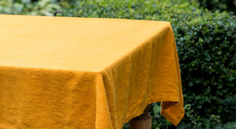 Mustard Vintage Linen Tablecloth