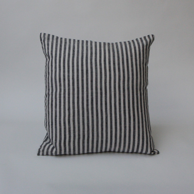 Linen Cushion Black Stripe
