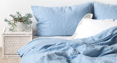 Linen Duvet Cover Sky Blue & Pillowcase Set