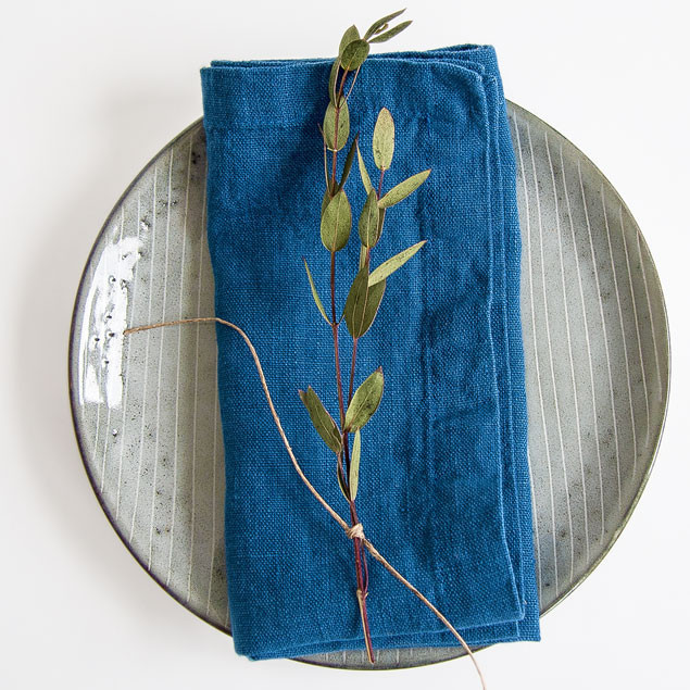Linen Napkins Stone Wash Blue: Linen Napkins Stone Wash Blue