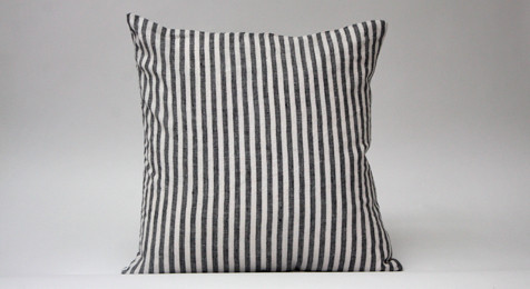 Linen Cushion Black Stripe