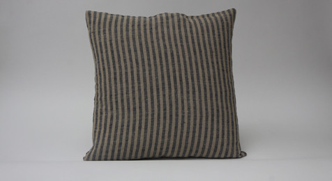 Linen Cushion Natural Blue Stripe