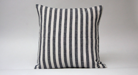 Linen Cushion Black Wide Stripes 