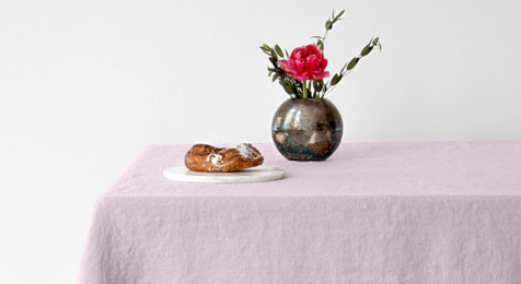 Pink Vintage Linen Tablecloth