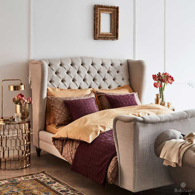 Zantine Gold & Plum duvet cover: Zantine Bedding Luxury Bed linen Bohzaar