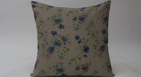 Summer Flowers on Natural Linen Cushion