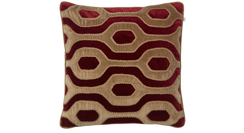 Varanasi Velvet Cushion Dark Oak/Ruby