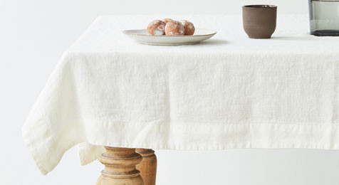 White Classic Linen Tablecloth